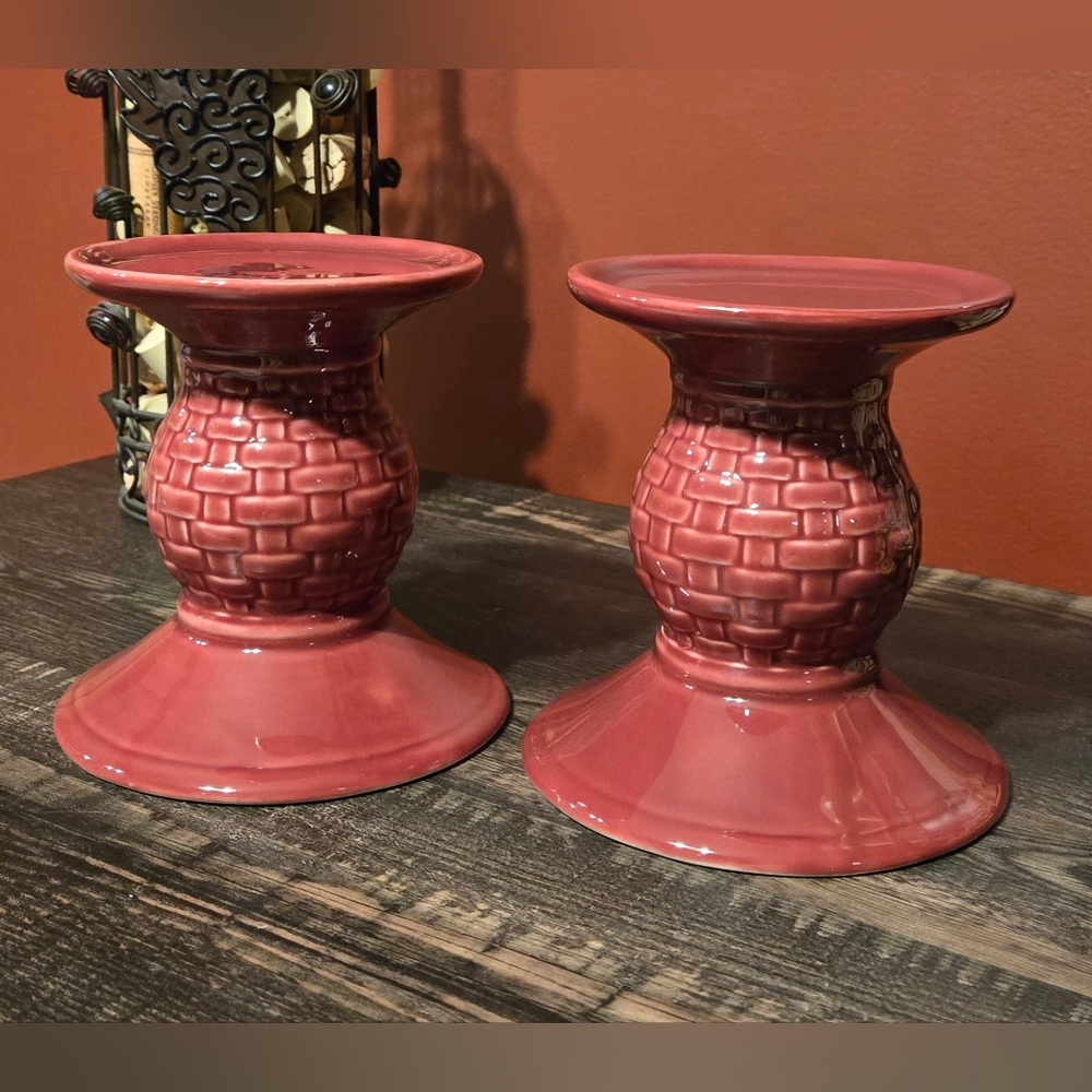 Longaberger Paprika Pillar Candle Holders. Set of 2